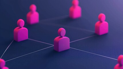 Obraz premium A digital illustration depicting interconnected pink figures, emphasizing networking and collaboration in a modern, abstract style.