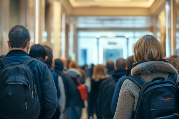 Fototapeta premium People group waiting indoor generative AI