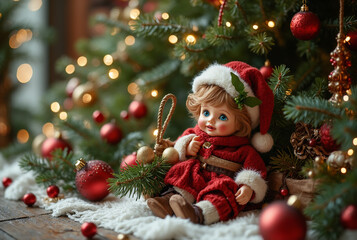 Whimsical Christmas Toy Display with Festive Ornaments