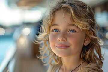 Obraz premium Cute kid enjoying summer holidays vacation and weekend generative AI