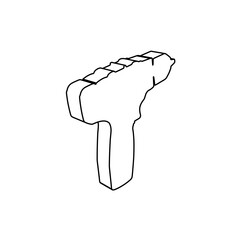 The outline of a large electric screwdriver symbol is made with black lines. 3D view of the object in perspective. Vector illustration on white background