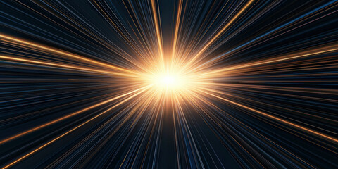 A bright explosion of light radiating outward, creating a dynamic and energetic cosmic effect against a dark background.