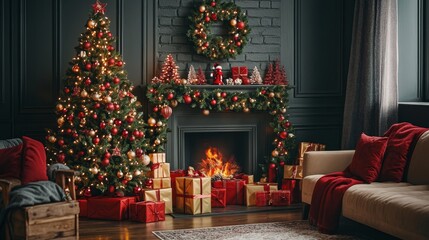 Modern Christmas card with customizable elements, combining classic holiday imagery, vibrant colors, and seasonal cheer for a perfect personal touch to your greetings