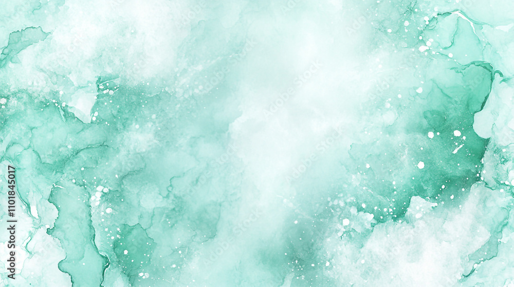 Poster soft green abstract texture with fluid patterns and light spots in a soothing color palette