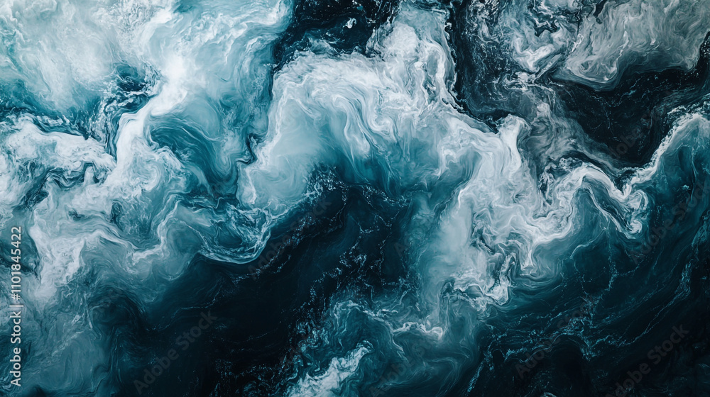 Aufkleber swirling patterns of blue and white create an abstract oceanic view at night