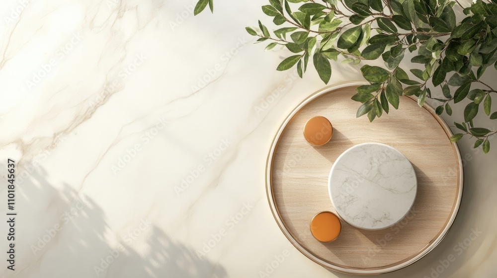 Poster elegant and clean design elements on marble create a sophisticated backdrop, highlighting the beauty