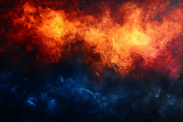 Fototapeta premium Fiery Abstract Nebula, A Cosmic Canvas of Red and Blue Hues