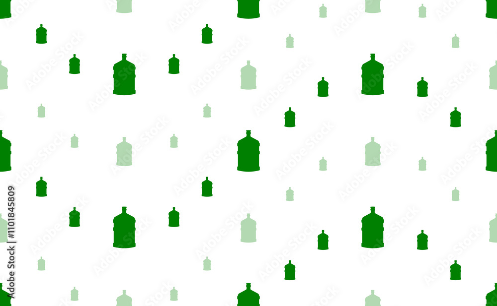 Poster seamless pattern of large and small green a large bottle of water symbols. the elements are arranged