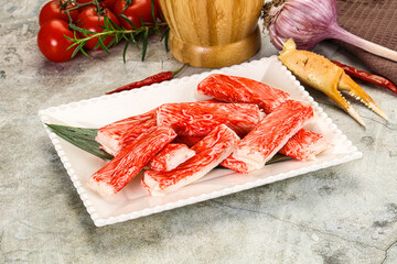 Red crab meat stick surimi