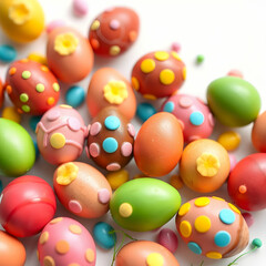 Obraz premium Colorful chocolate Easter eggs on white background