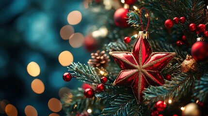 Merry Christmas and Happy New Year Decorative Background Banner