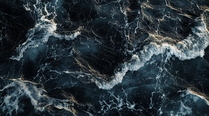 Obraz premium Dark ocean waves crashing against the shore under a moody sky during twilight hours