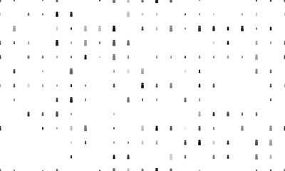Seamless background pattern of evenly spaced black pepper shaker symbols of different sizes and opacity. Illustration on transparent background
