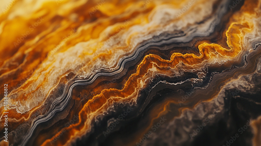 Poster Colorful geological layers of agate stone showcasing intricate patterns and textures