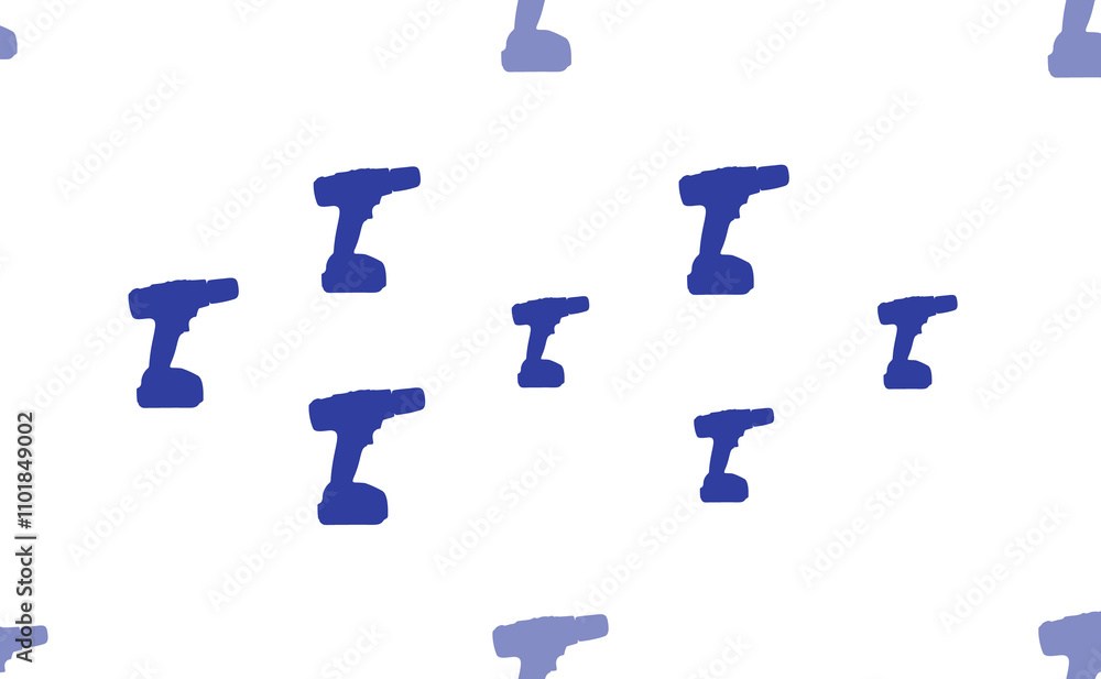 Poster seamless pattern of large isolated blue electric screwdriver symbols. the pattern is divided by a li