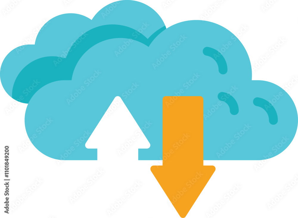 Poster up and down arrows representing uploading and downloading data for cloud storage