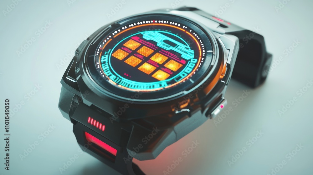 Poster futuristic smartwatch displays advanced vehicle data