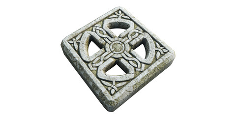 Fototapeta premium 3D Carved Square Tile With Ornate Pattern Isolated on Transparent Background