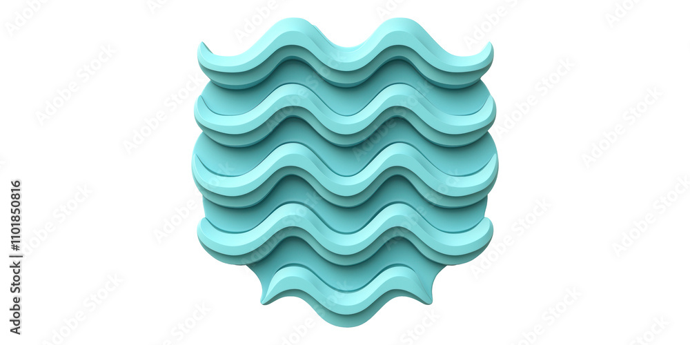 Poster 3D Wavy Patterned Shape Isolated on Transparent Background