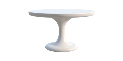 3D Circular White Table Isolated on Transparent Background