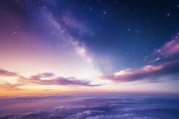 Fototapeta premium Vibrant night sky over the city skyline with mountains in the background