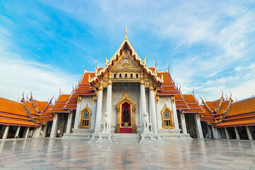 Wat Benchamabophit Dusitvanaram or White Marble Temple is Famous in Bangkok Thailand.