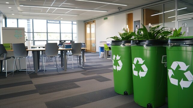 Office Green Recycling Logo - A Symbolic and Eco - Friendly Visual Identity. The Green Recycling Logo for Office Use, with Its Distinctive Design and Environmental - Friendly Connotations, Creating 