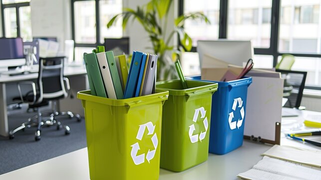 Office Green Recycling Logo - A Symbolic and Eco - Friendly Visual Identity. The Green Recycling Logo for Office Use, with Its Distinctive Design and Environmental - Friendly Connotations, Creating 