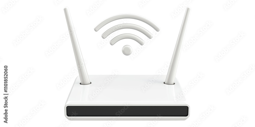 Poster wireless router with signal icon isolated on transparent background
