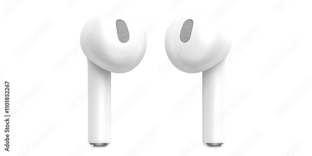 Poster wireless earbuds with sleek design isolated on transparent background