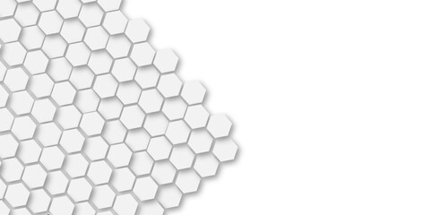 Abstract geometric technology 3d white shiny medical hexagon polygonal honeycomb luxury pattern vector background.