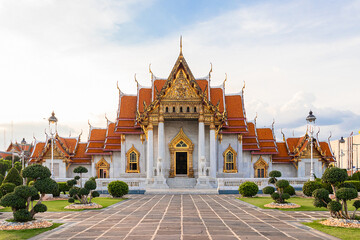 Wat Benchamabophit Dusitvanaram or White Marble Temple is Famous in Bangkok Thailand.