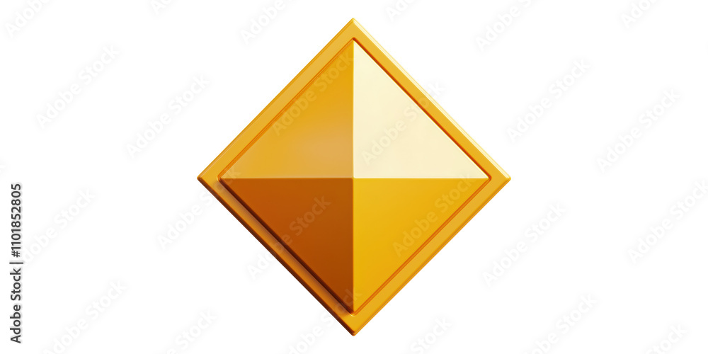 Poster golden diamond-shaped object isolated on transparent background