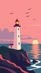 lighthouse at sunset © Sergey