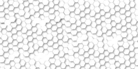 Abstract geometric technology 3d white shiny medical hexagon polygonal honeycomb luxury pattern vector background.