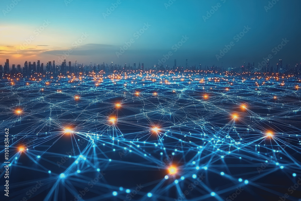 Aufkleber exploring the future of information technology and digital innovation through network connections in