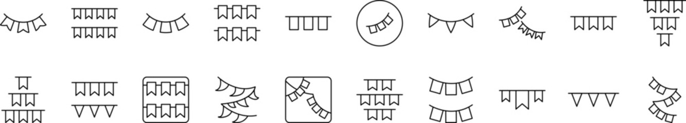 Garlands Collection of Thin Icons. Editable Stroke. Suitable for Web Sites, Books, Cards, Apps