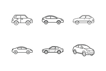 car icon line art vector illustration outline design