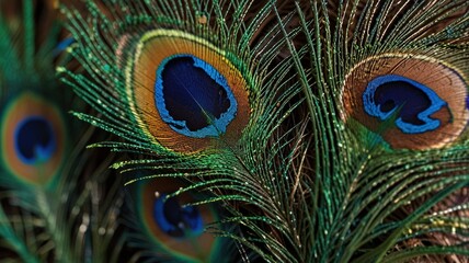 Fototapeta premium Close-Up of a Vibrant Peacock Feather