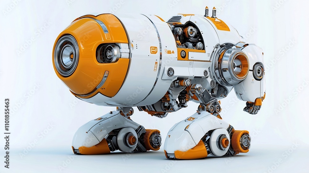 Poster highly detailed and 3d model of a mecha warrior robot with gleaming chrome plating and intricate mec