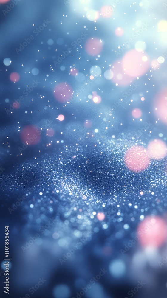 Poster sparkling blue and pink bokeh lights create a magical atmosphere in a soft glow