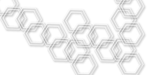 Abstract geometric technology 3d white bright ring out line hexagon polygonal honeycomb luxury pattern vector background.