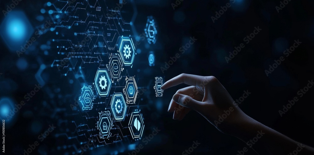 Poster Robotics and AI technology for business process workflow optimization and productivity improvement. Business process management and data analytics.