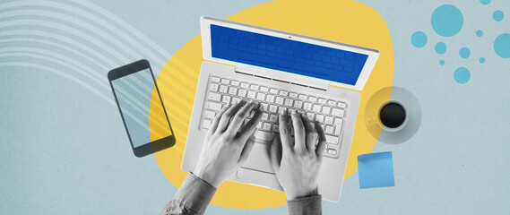 Creative woman typing on a laptop © stokkete