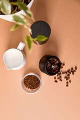 Electric coffee grinder stands on the table