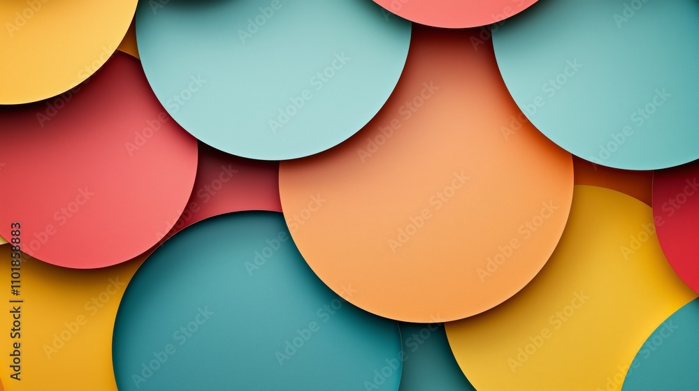 Poster colorful circular shapes in layered arrangement creating a modern and vibrant background for abstrac
