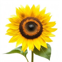 Obraz premium Bright Yellow Sunflower with Rich Petals, Isolated on White Background