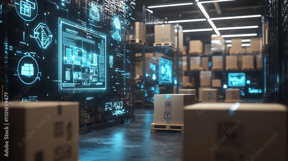 Aufkleber future supply chain and logistics business concept using augmented reality technology.