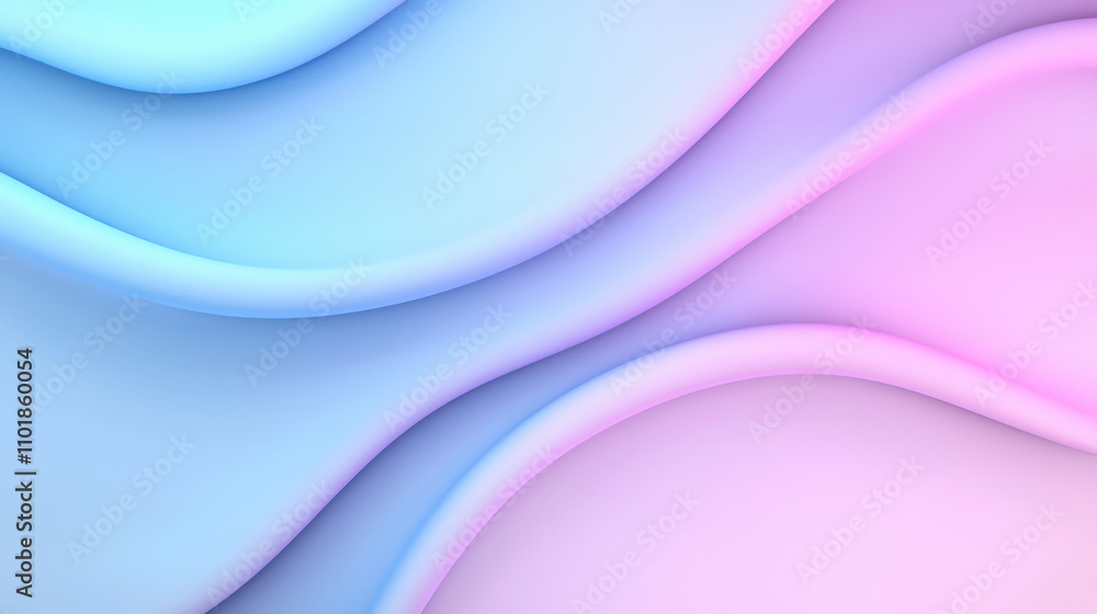 Poster soft blue and purple curves create abstract background, evoking sense of calm and fluidity. smooth t
