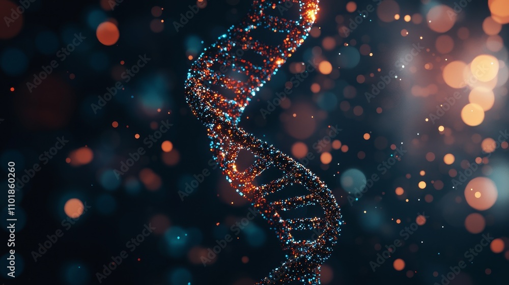 Leinwandbilder A detailed close-up of DNA helix illustrating molecular evolution and chromosome dynamics for me, featuring advanced genetic sequencing and molecular science concepts